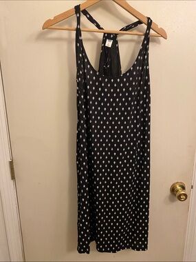 ❤️ 3 for 12.00 Old Navy Black Sleeveless Midi Dress with White Diamond Print